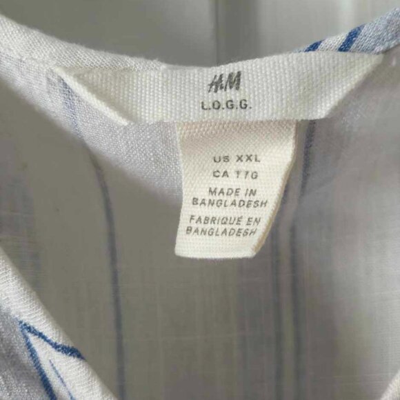 Striped Blue and White Button-Up Dress - Picture 3 of 4